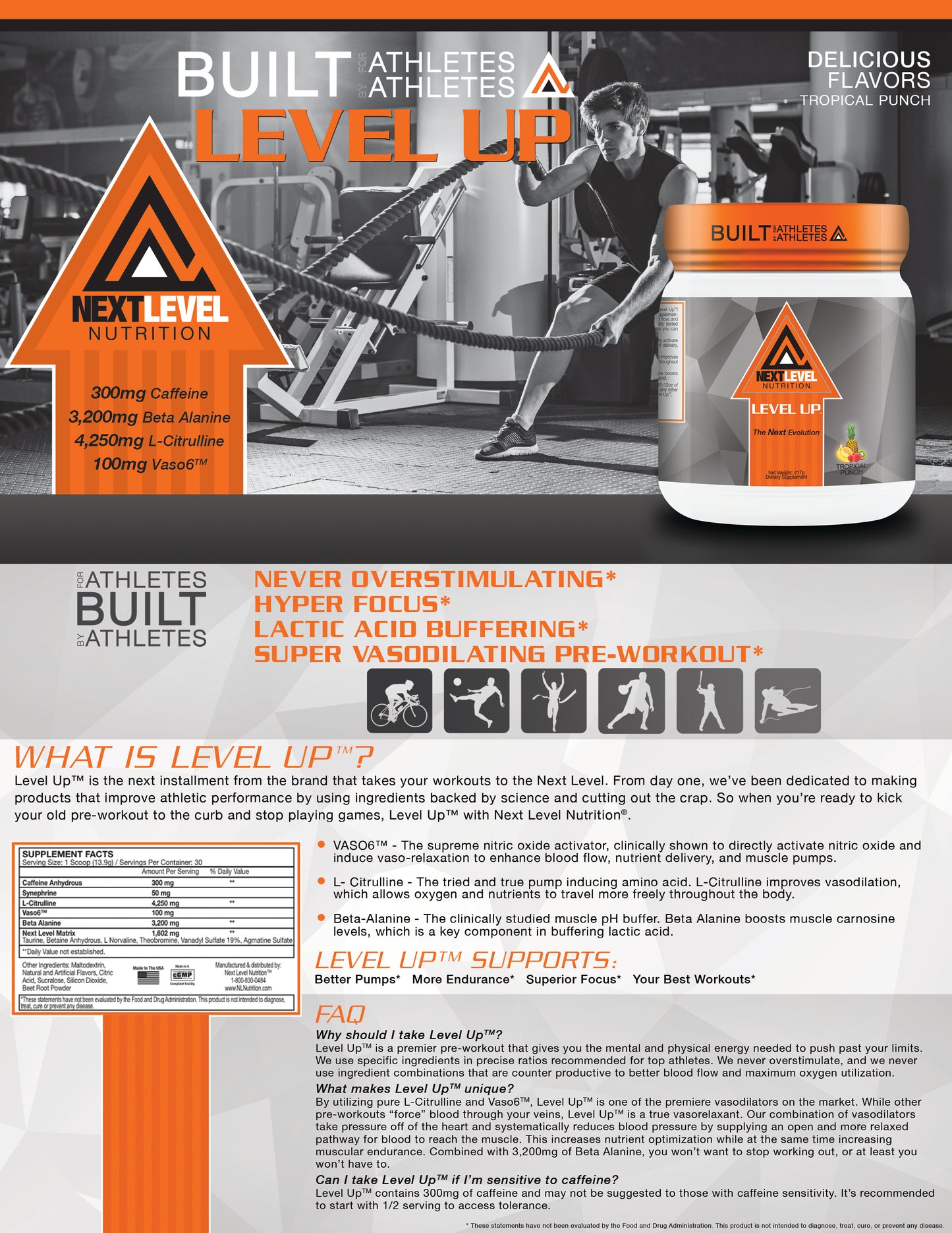 Level Up Pre Workout | Increase Intensity & Focus | 30 Servings